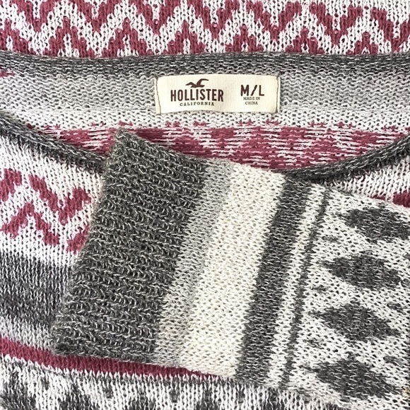 HOLLISTER Nordic Fair Isle Open Knit Boatneck Sweater - Picture 6 of 10